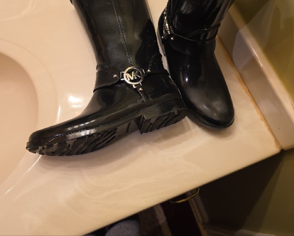Michael Kors Glossy Black Rain Boots - Picture 2 of 3